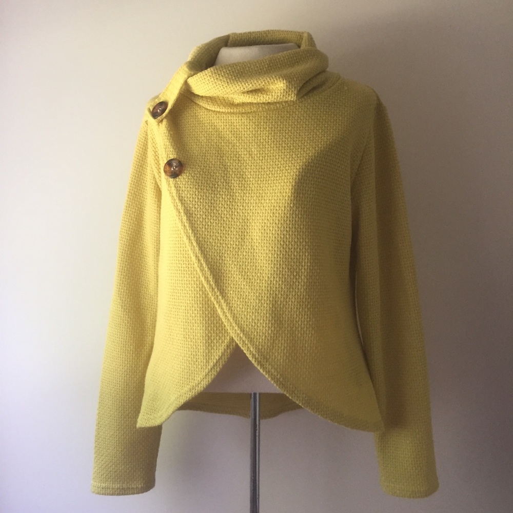Vintage Cowl Neck sweater yellow size Large
